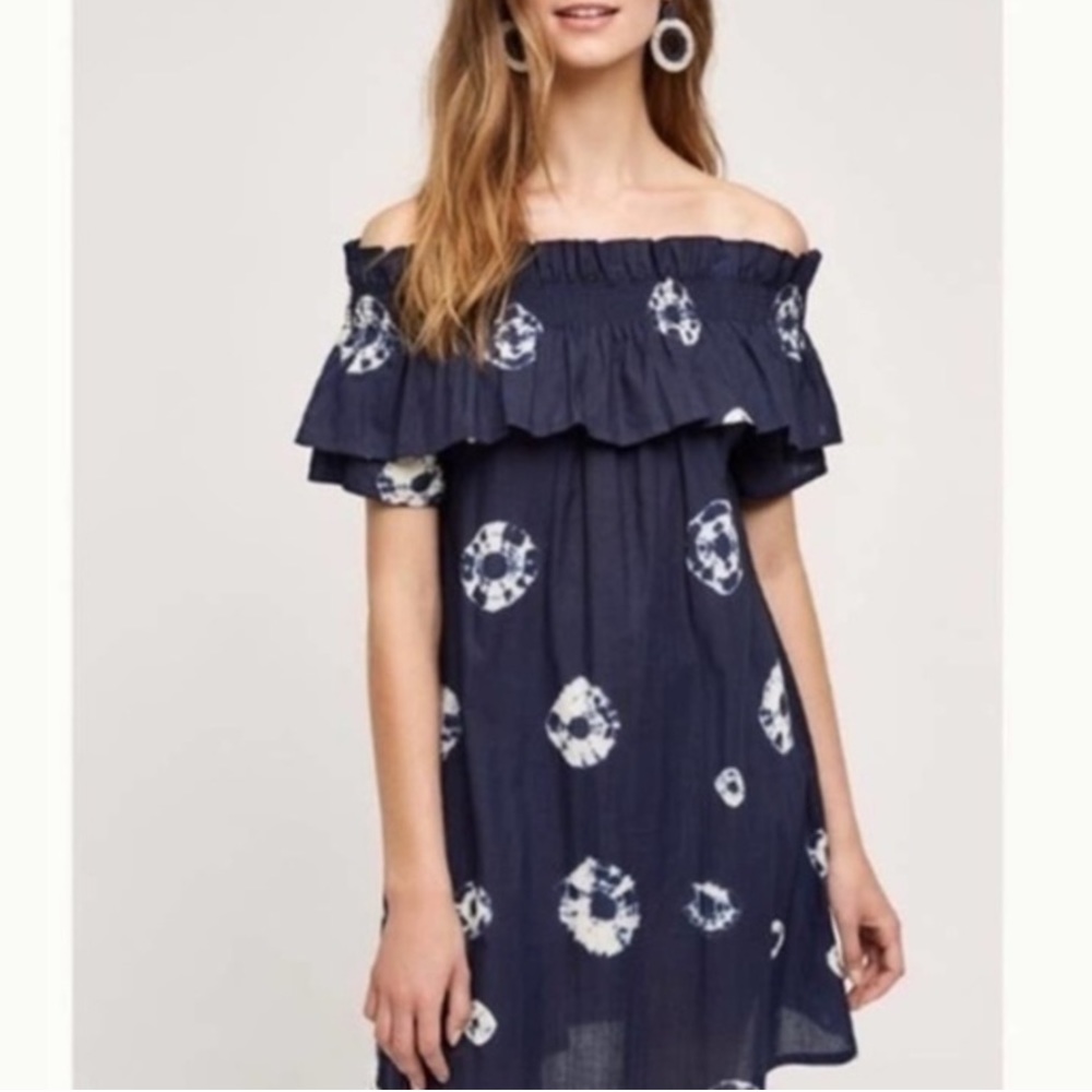 Whit Two Anthropologie Lou Off The Shoulder Dress Tie Dye XSP